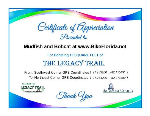 Legacy Trail Certificate